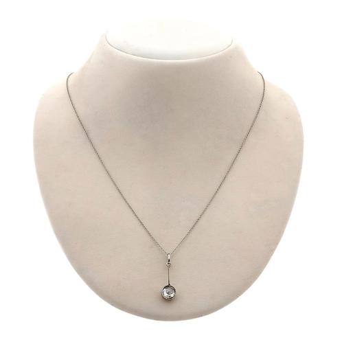 Witgouden ketting met hanger; Amsterdamse roos diamant; 0..., Sieraden, Tassen en Uiterlijk, Kettingen, Overige kleuren, Gebruikt