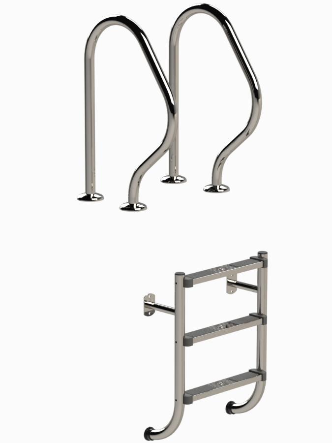 IDEAL 2-delige RVS zwembadtrap 3 treden - AISI 304, Tuin en Terras, Zwembad-toebehoren, Nieuw, Verzenden