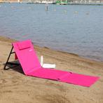 Strandmat met Rugleuning en Kussen 158cm x 56cm roze, Verzenden, Nieuw