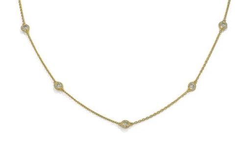 Halsketting - 14 karaat Geel goud -  1.00ct. tw. Diamant, Sieraden, Tassen en Uiterlijk, Kettingen