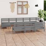 vidaXL 10-delige Loungeset massief grenenhout grijs, Verzenden, Nieuw, Loungeset