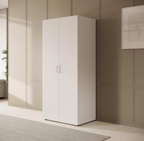Kledingkast 80cm wit | 2 Scharnierdeuren - Garderobekast, Huis en Inrichting, Kasten | Vitrinekasten, 50 tot 75 cm, Nieuw, 150 tot 200 cm