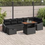 vidaXL 8-delige Tuinbankenset met kussens poly rattan zwart, Tuin en Terras, Tuinsets en Loungesets, Verzenden, Nieuw, Rotan