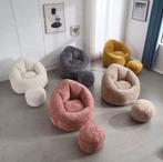 Zitzak Fauteuil met Voetsteun – Luxe Design Chenille Design, Verzenden, Nieuw, Stof, Eén