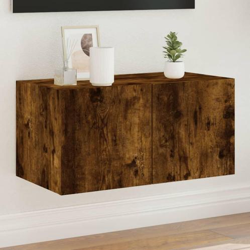 vidaXL Tv-wandmeubel met LED-verlichting 60x35x31 cm gerookt, Huis en Inrichting, Kasten | Televisiemeubels, Nieuw, Overige houtsoorten