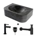 Fontein hardsteen Saniflex Flow links Black edition, Doe-het-zelf en Verbouw, Sanitair, Verzenden, Nieuw