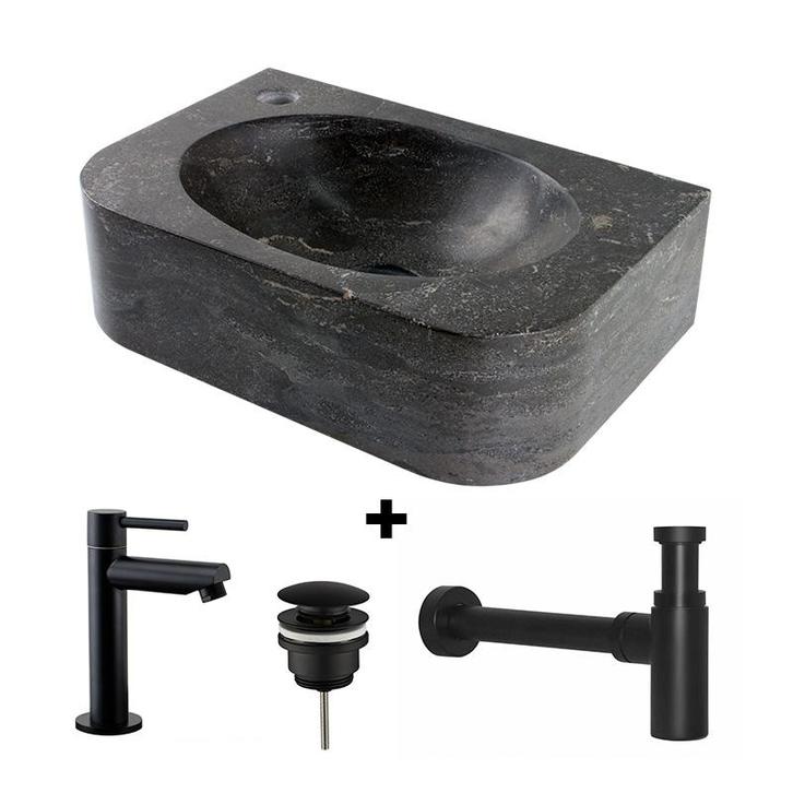 Fontein hardsteen Saniflex Flow links Black edition, Doe-het-zelf en Verbouw, Sanitair, Nieuw, Verzenden