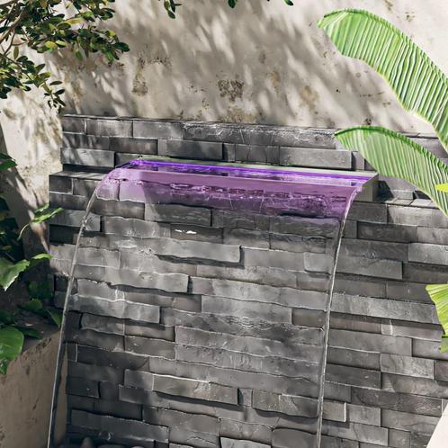 vidaXL Watervaloverlaat met RGB LEDs 90 cm roestvrij staal, Tuin en Terras, Waterpartijen en Fonteinen, Nieuw, Verzenden