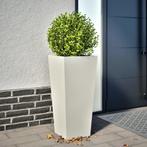 vidaXL Plantenbak 35x35x75 cm staal wit, Verzenden, Nieuw, Metaal