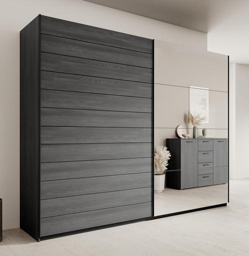 Kledingkast eiken grijs 270 met spiegel en deuren, Huis en Inrichting, Kasten | Vitrinekasten, 50 tot 75 cm, Nieuw, 200 cm of meer