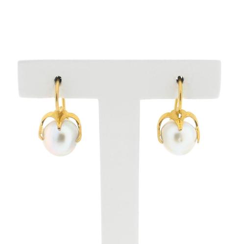 Gouden oorbellen met kunst parel | Vintage (geelgoud), Sieraden, Tassen en Uiterlijk, Oorbellen, Overige kleuren, Gebruikt, Met edelsteen