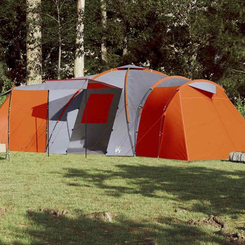 vidaXL Koepeltent 12-persoons waterdicht grijs en oranje, Caravans en Kamperen, Tenten, Nieuw, tot en met 2, Verzenden
