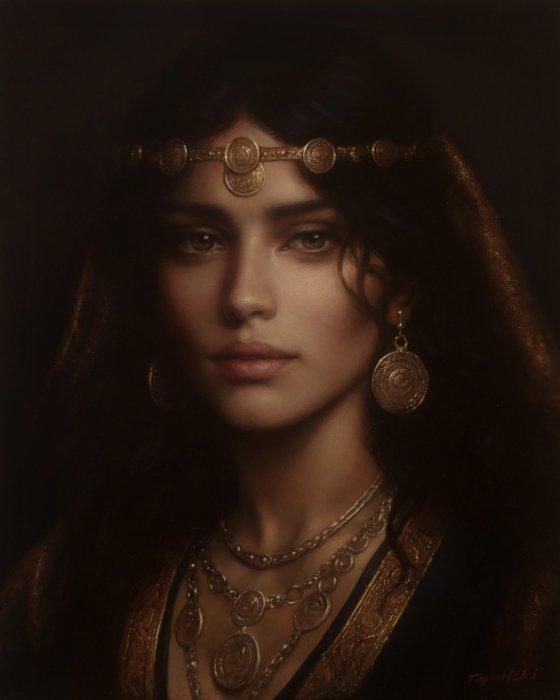 Piotr Topolski (XX-XXI) - Gypsy queen, Antiek en Kunst, Kunst | Schilderijen | Klassiek