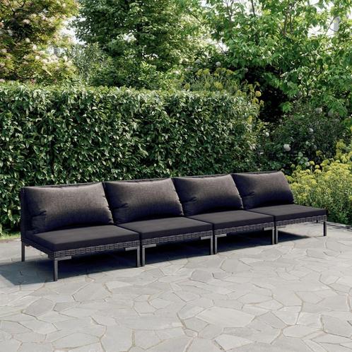 vidaXL 4-delige Loungeset met kussens poly rattan, Tuin en Terras, Tuinsets en Loungesets, Loungeset, Nieuw, Rotan, Verzenden