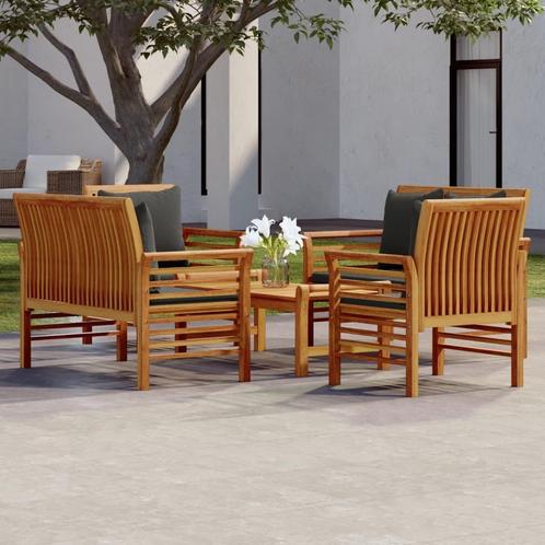vidaXL 5-delige Loungeset met kussens massief acaciahout, Tuin en Terras, Tuinsets en Loungesets, Loungeset, Nieuw, Hardhout, Verzenden