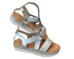 Silver Sandaal met zilveren elastische band, Kleding | Dames, Schoenen, Ophalen of Verzenden, Nieuw, Overige kleuren, Sandalen of Muiltjes