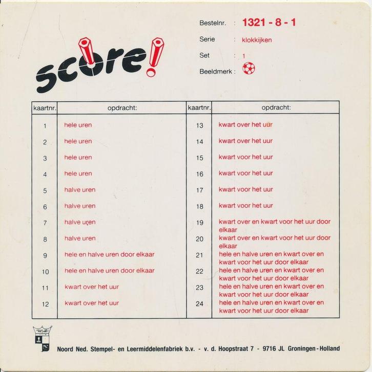 Score! kaarten, klok kijken, Boeken, Schoolboeken, Nieuw, Verzenden