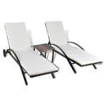 Ligbedden met Tafel Rattan bruin | OP = OP | Tweedekansje, Tuin en Terras, Ligbedden, Ophalen of Verzenden, Nieuw, Rotan