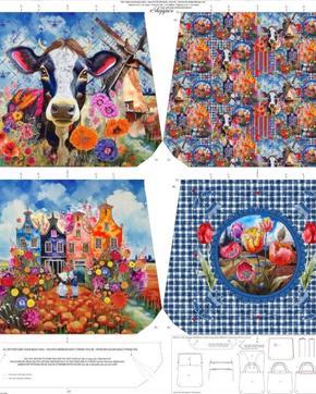 Canvas Katoen Hollandse Glorie Tas Paneel, Hobby en Vrije tijd, Stoffen en Lappen, Overige kleuren, Nieuw