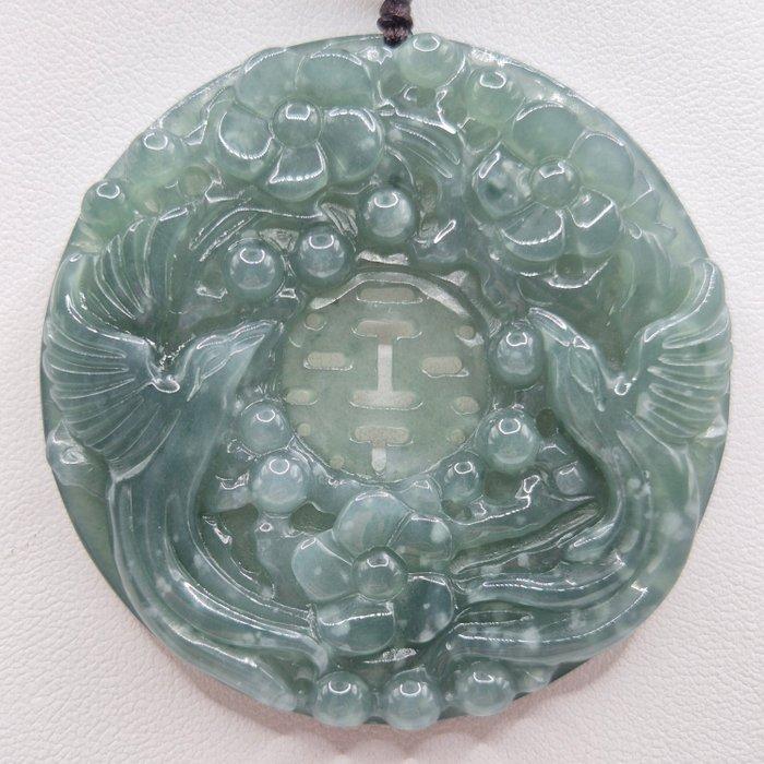 Jade - Natuurlijke Type-A jadeiet-hanger – ronde schijf met, Verzamelen, Mineralen en Fossielen