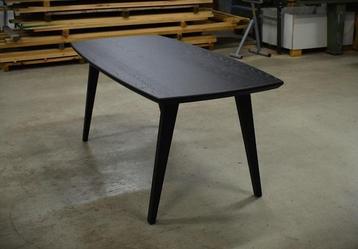 AANBIEDING zwarte Deens ovale tafel geborsteld blad 190 x 85