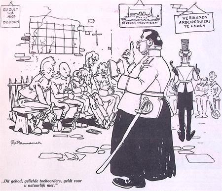Priester spreekt soldaten toe op spotprent (lijst optie), Antiek en Kunst, Kunst | Litho's en Zeefdrukken, Verzenden