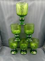 Wijnglas (6) - groene wijnglazen, - Glas, Antiek en Kunst, Antiek | Glas en Kristal