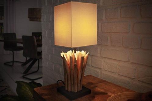 Handgemaakte drijfhout tafellamp EUPHORIA 45cm beige met, Huis en Inrichting, Lampen | Tafellampen, Ophalen of Verzenden