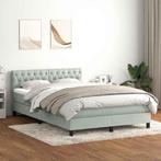 vidaXL Boxspring met matras fluweel lichtgrijs 140x220 cm, Verzenden, Nieuw, Grijs, Stof