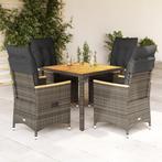 vidaXL 5-delige Tuinset met kussens poly rattan grijs, Tuin en Terras, Tuinsets en Loungesets, 4 zitplaatsen, Nieuw, Tuinset, Verzenden