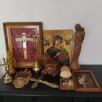 Christelijke voorwerpen (12) - Brons, Gips, Glas, Hout,, Antiek en Kunst
