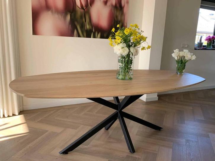 Deens Ovale eiken EETTAFEL Ovaal Rond Boomstam ACTIEPRIJZEN, Huis en Inrichting, Tafels | Eettafels, 100 tot 150 cm, 200 cm of meer