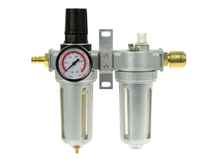 Drukregelaar Met Filter En Waterafscheider - 1/4 Duims - Com, Zakelijke goederen, Machines en Bouw | Pompen en Compressoren, Ophalen of Verzenden