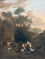 Nederlandse school (XVIII) - Paisaje con pastores y ganado, Antiek en Kunst, Kunst | Schilderijen | Klassiek