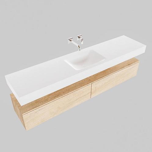 Badkamermeubel AQS Ibiza 200 cm Washed Oak Twee Soft-Close, Huis en Inrichting, Badkamer | Badkamermeubels, Ophalen of Verzenden