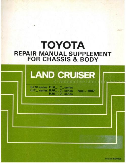 1987 TOYOTA LAND CRUISER CHASSIS & CARROSSERIE (SUPPLEMENT), Auto diversen, Handleidingen en Instructieboekjes