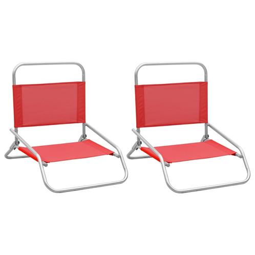 vidaXL Strandstoelen 2 st inklapbaar stof rood, Tuin en Terras, Tuinstoelen, Nieuw, Verzenden