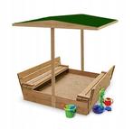 Zandbak hout met deksel - met zitje - 120x120 cm, Kinderen en Baby's, Ophalen of Verzenden, Nieuw