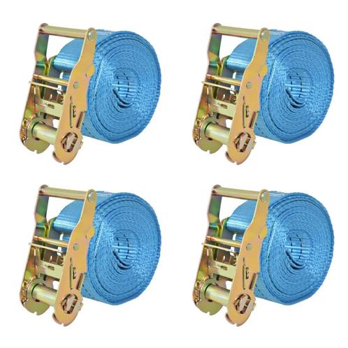 vidaXL Spanbanden 2 ton 6mx38mm blauw 4 st, Doe-het-zelf en Verbouw, IJzerwaren en Bevestigingsmiddelen, Nieuw, Verzenden
