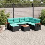 vidaXL 8-delige Loungeset met kussens poly rattan zwart, Tuin en Terras, Tuinsets en Loungesets, Verzenden, Nieuw, Rotan, Loungeset