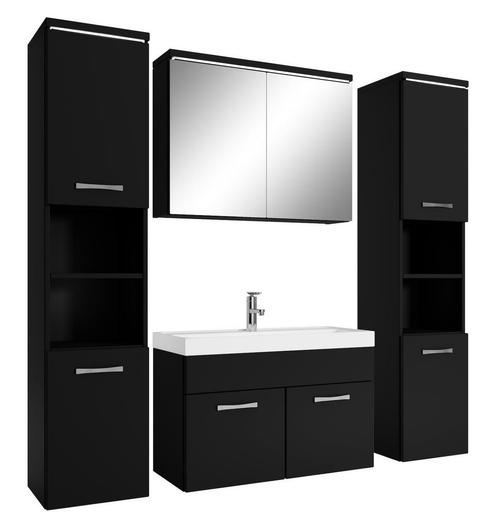 Badkamermeubel Set Paso XL 80 cm Mat Zwart Badmeubel, Huis en Inrichting, Badkamer | Badkamermeubels, Nieuw, Wastafelkast, Verzenden