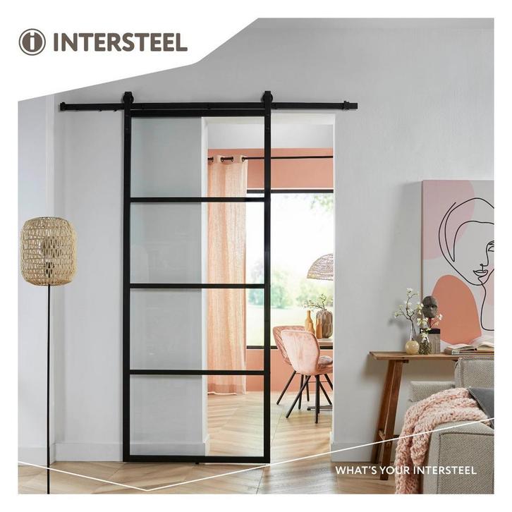 stalen schuifdeur cubo intersteeel, Doe-het-zelf en Verbouw, Deuren en Horren, Schuifdeur, Nieuw, Glas, Metaal, Binnendeur, 215 cm of meer