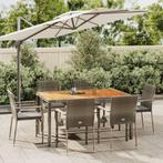 vidaXL 7-delige Tuinset met kussens poly rattan grijs, 6 zitplaatsen, Nieuw, Tuinset, Verzenden