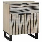 vidaXL Nachtkastje Wit en zwart 50 x 33 x 60 cm massief, Minder dan 45 cm, Verzenden, Nieuw, 55 tot 70 cm