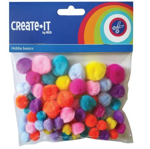 Pompoms Bright Gekleurd 75st, Hobby en Vrije tijd, Feestartikelen, Nieuw, Verzenden