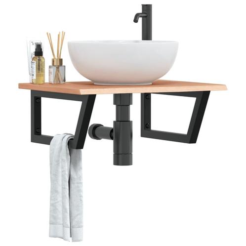 vidaXL Badkamer wandschap staal en massief eikenhout, Huis en Inrichting, Tafels | Kaptafels, Nieuw, Verzenden