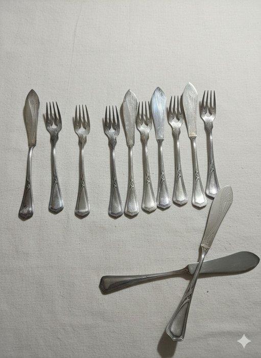 WMF - Wellenbad - Visbestekset voor 6 personen (12) -, Antiek en Kunst, Antiek | Meubels | Tafels