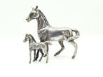 sculptuur, Miniatur Silber Pferd/Fohlen - 6.8 cm - Zilver