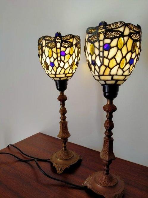 Lamp (2) - Glas, IJzer - Tiffany-stijl lampen, Antiek en Kunst, Curiosa en Brocante