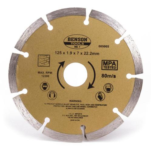 Benson Universele diamantschijf - getand - Ø 125 mm - voo.., Doe-het-zelf en Verbouw, Gereedschap | Slijpmachines, Nieuw, Ophalen of Verzenden